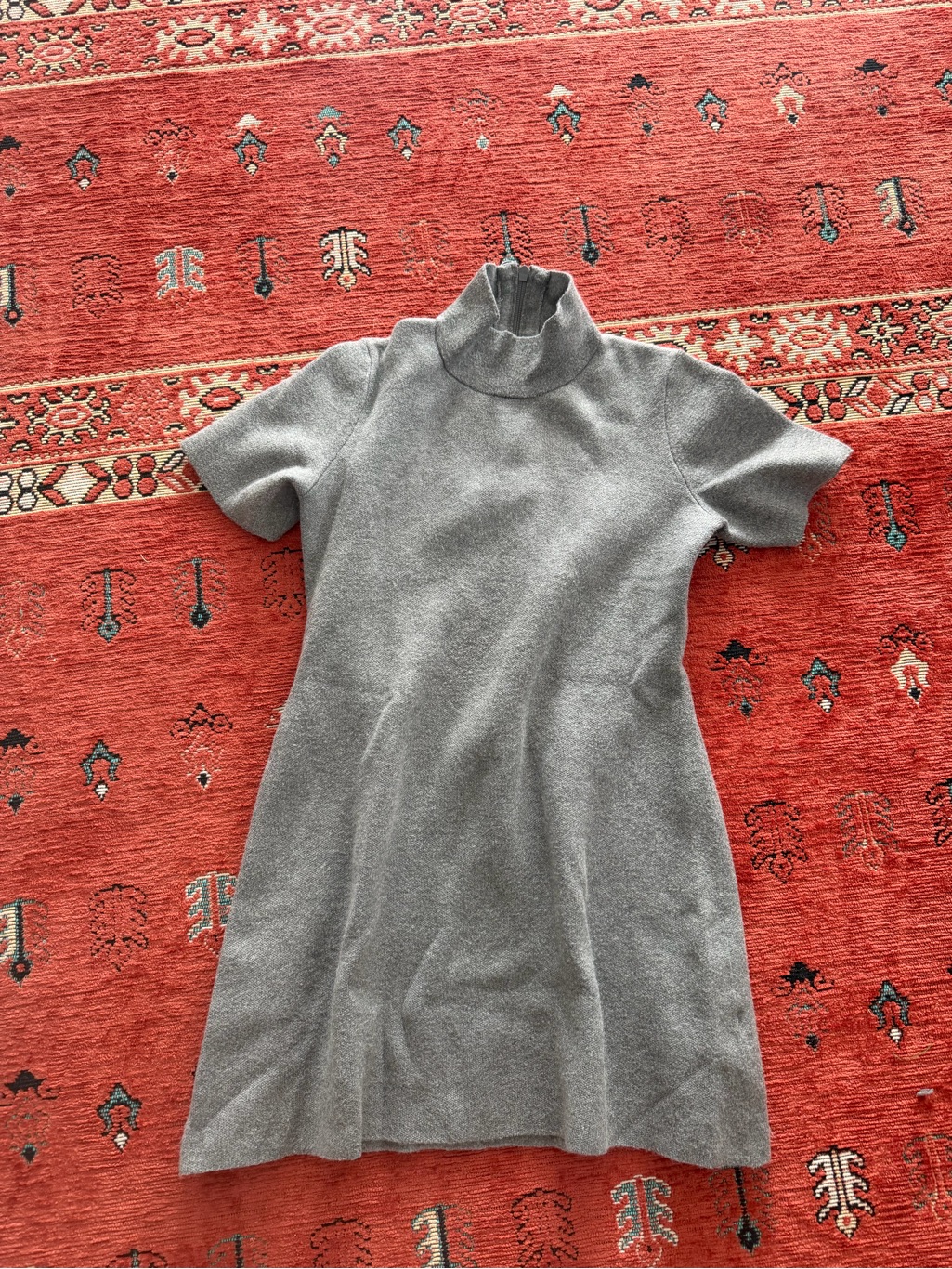 Anthropologie Gray Short-Sleeve Turtleneck Knit Dress